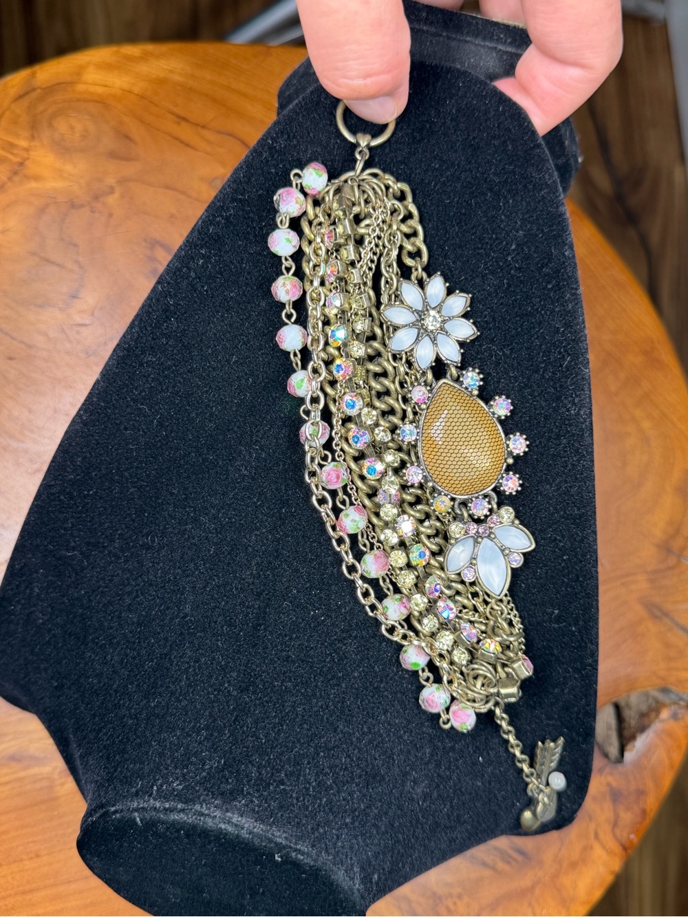 Betsey Johnson Multi-Chain Floral Teardrop Statement toggle Bracelet